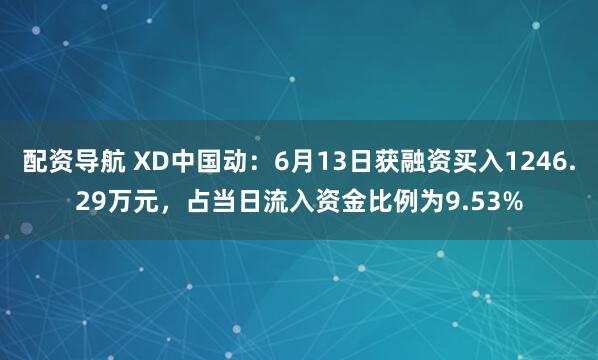 配资导航 XD中国动：6月13日获融资买入1246.29万元，占当日流入资金比例为9.53%