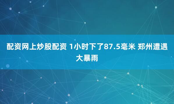 配资网上炒股配资 1小时下了87.5毫米 郑州遭遇大暴雨